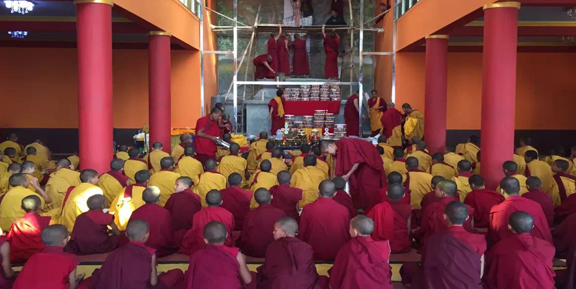 Buddhist Monks in a Prayer