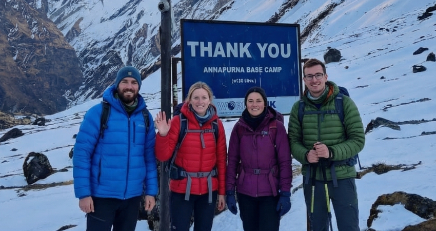 Travelers in Annapurna Base Campe